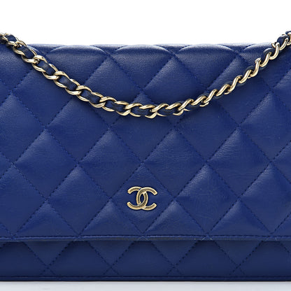 Chanel Lambskin Quilted Wallet On Chain WOC Dark Blue 17 of 18