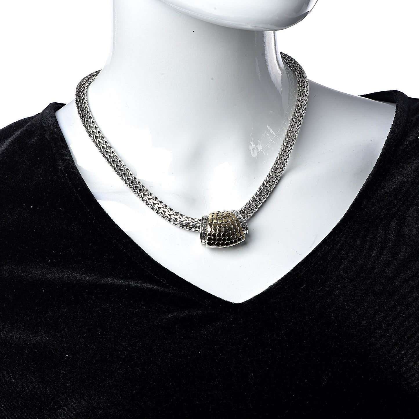 Sterling Silver 18K Yellow Gold Dot Slide Pendant Necklace