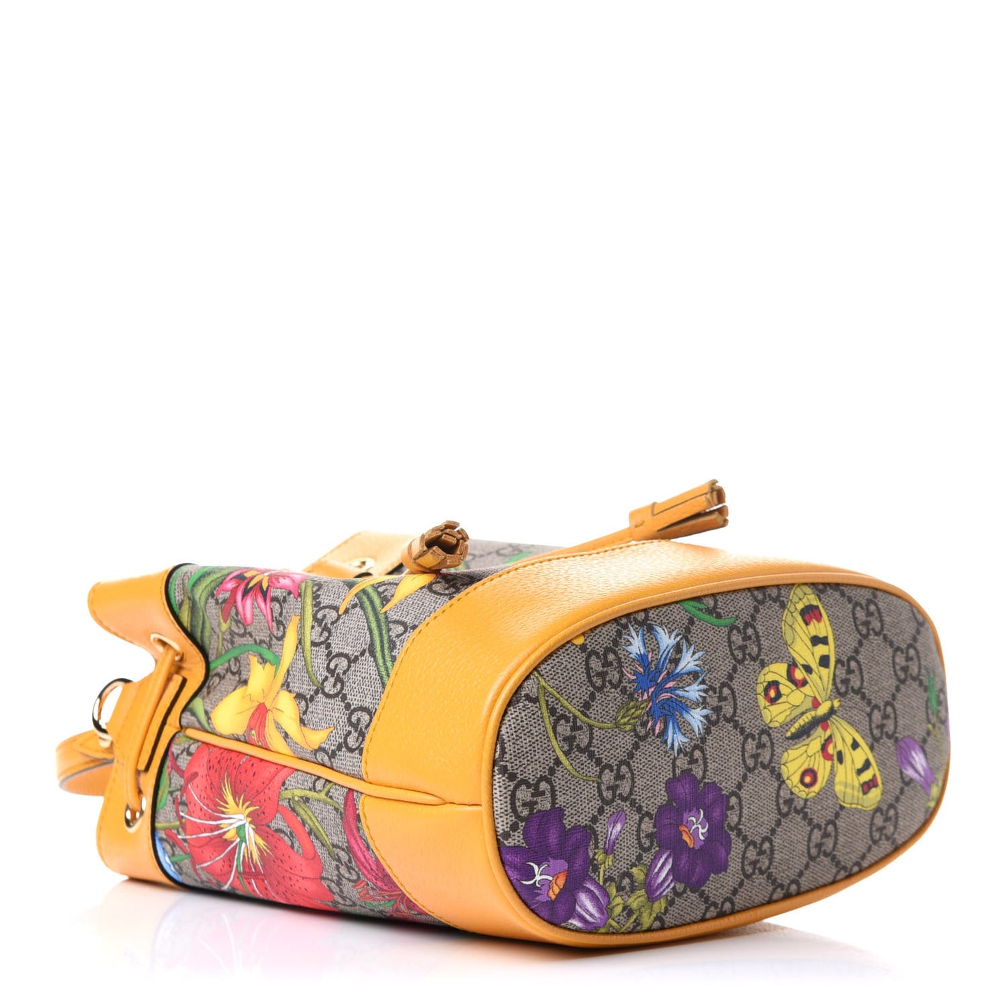 GG Supreme Monogram Flora Small Ophidia Bucket Bag Beige Multicolor Crop
