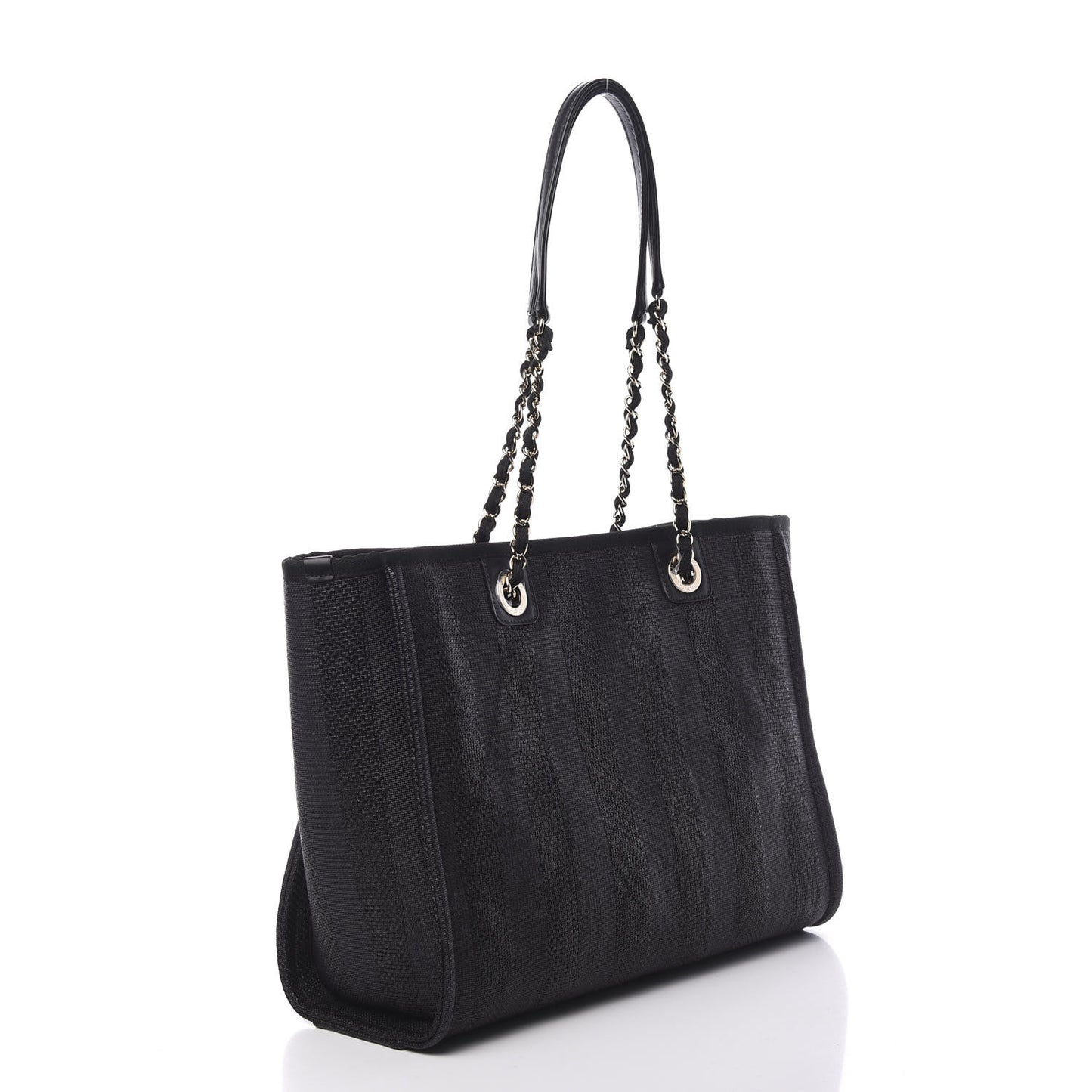 Mixed Fibers Striped Small Deauville Tote Black