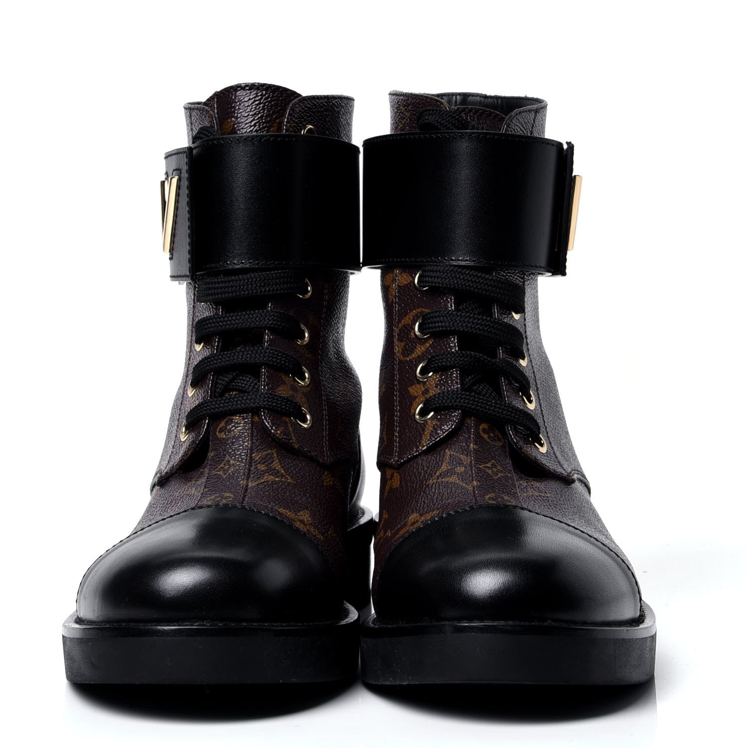 Louis Vuitton Calfskin Monogram Wonderland Flat Ranger Boots 36 Black 2 of 6