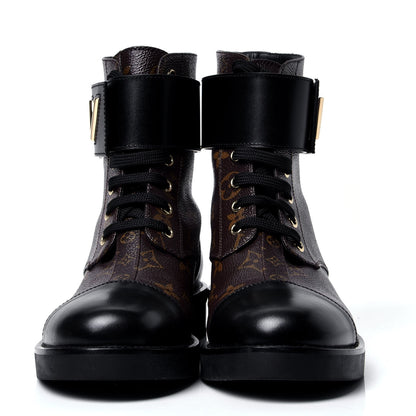 Louis Vuitton Calfskin Monogram Wonderland Flat Ranger Boots 36 Black 2 of 6