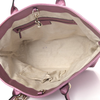 Gucci Metallic Soft Guccissima Large Heart Bit Charm Top Handle Tote Fresia Rose 4 of 22