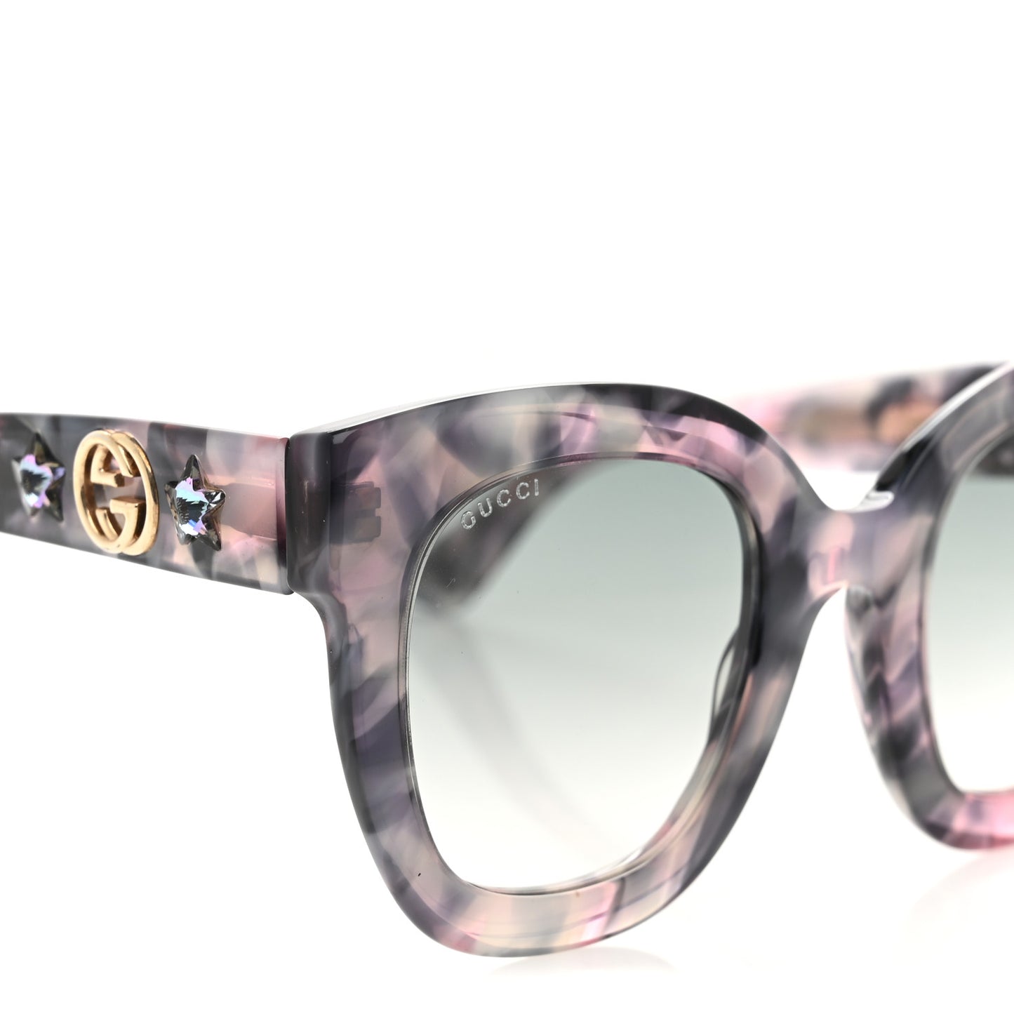 Acetate Round Frame Star Sunglasses GG0208S Grey Pink