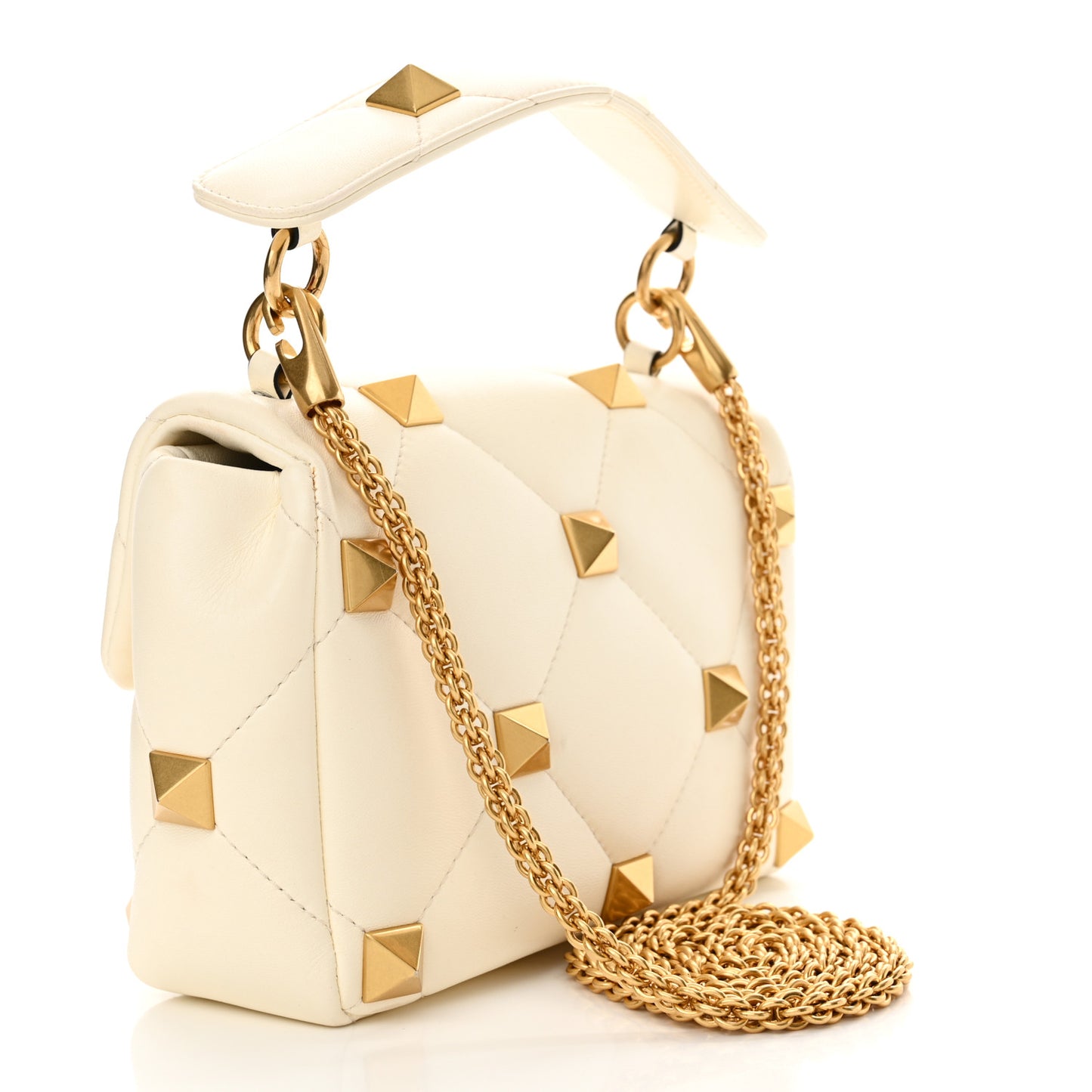 Nappa Medium Roman Stud Shoulder Bag Ivory