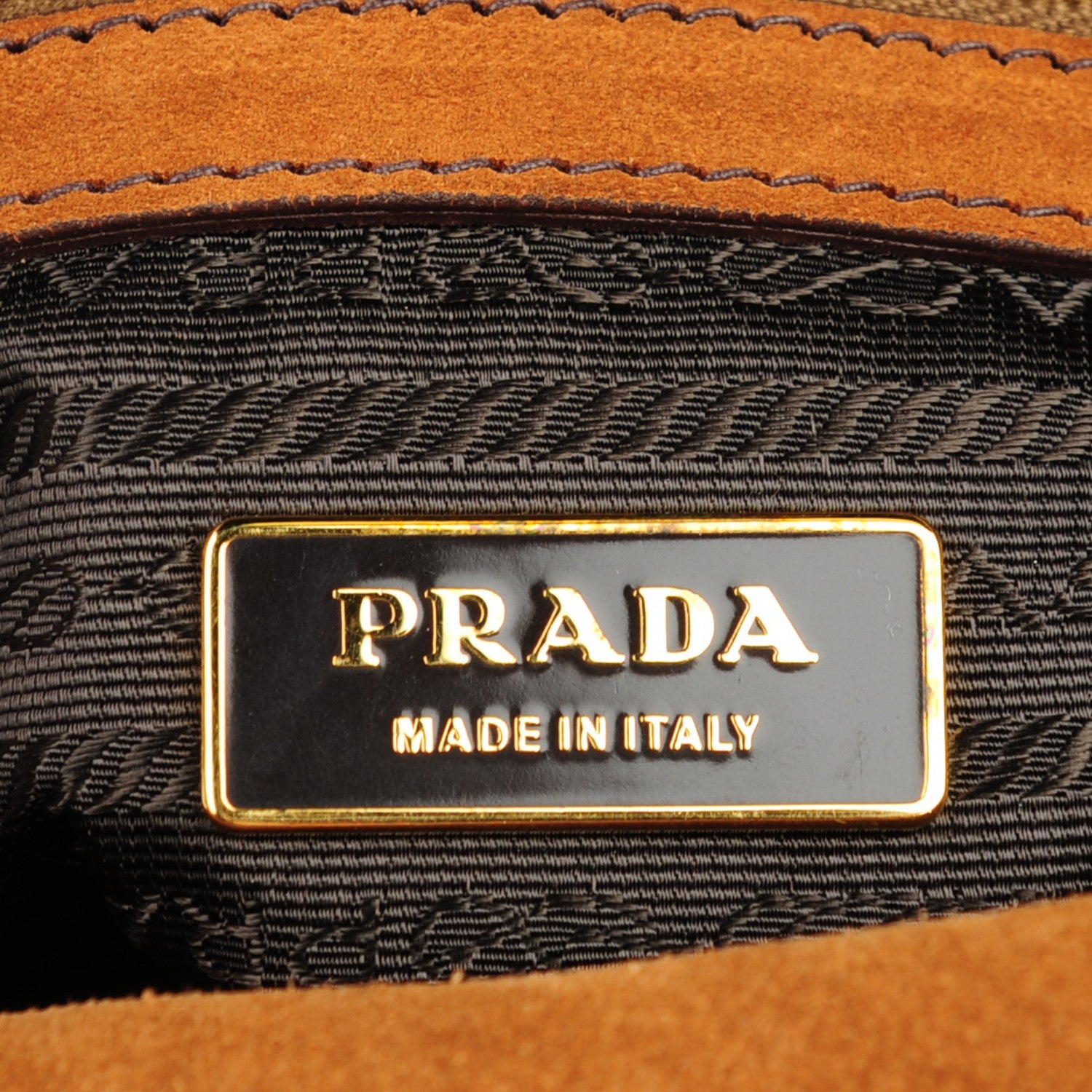 Prada Suede Scamosciato Logo Shoulder Bag Caramel 6 of 9