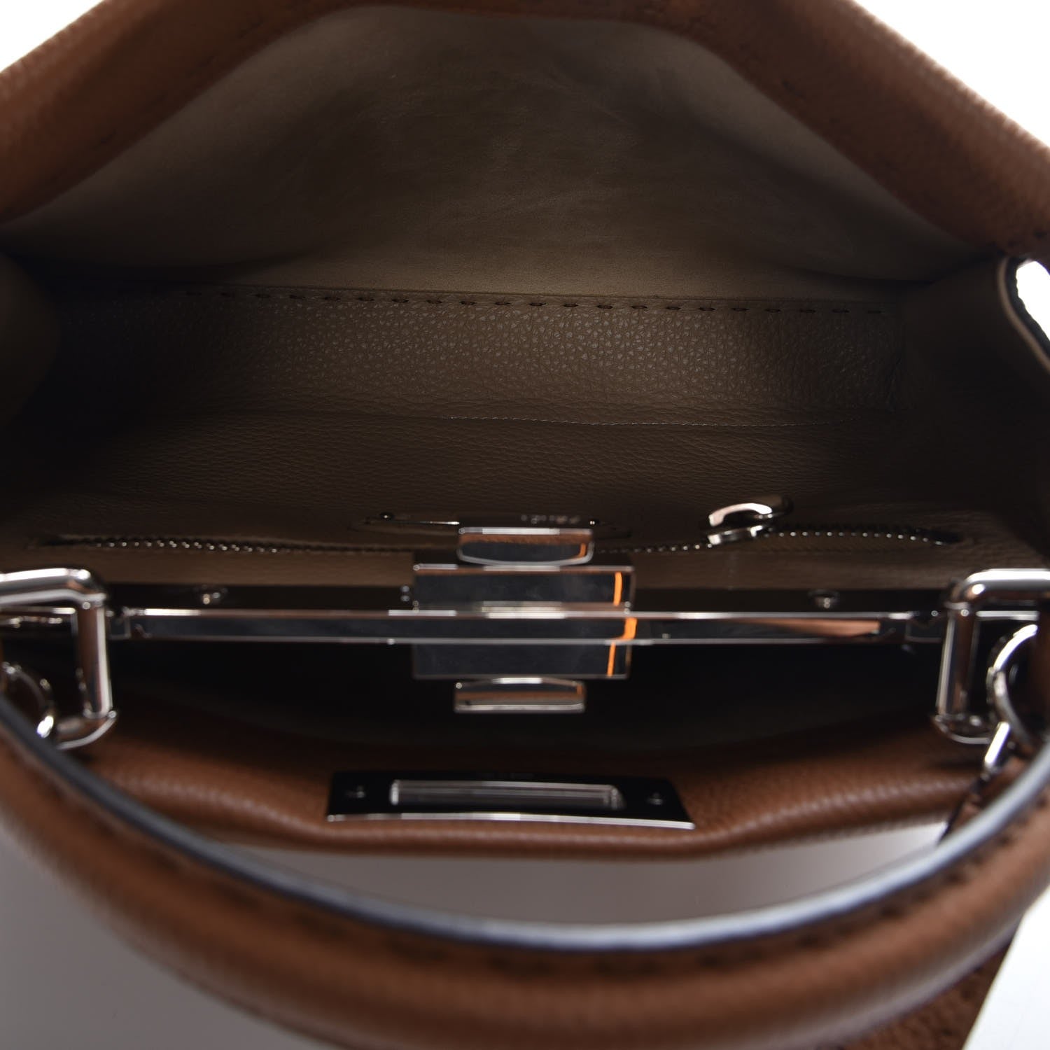 Fendi Cuoio Romano Selleria Bi-Color Medium Peekaboo Iconic Satchel Mou Deserto 6 of 8