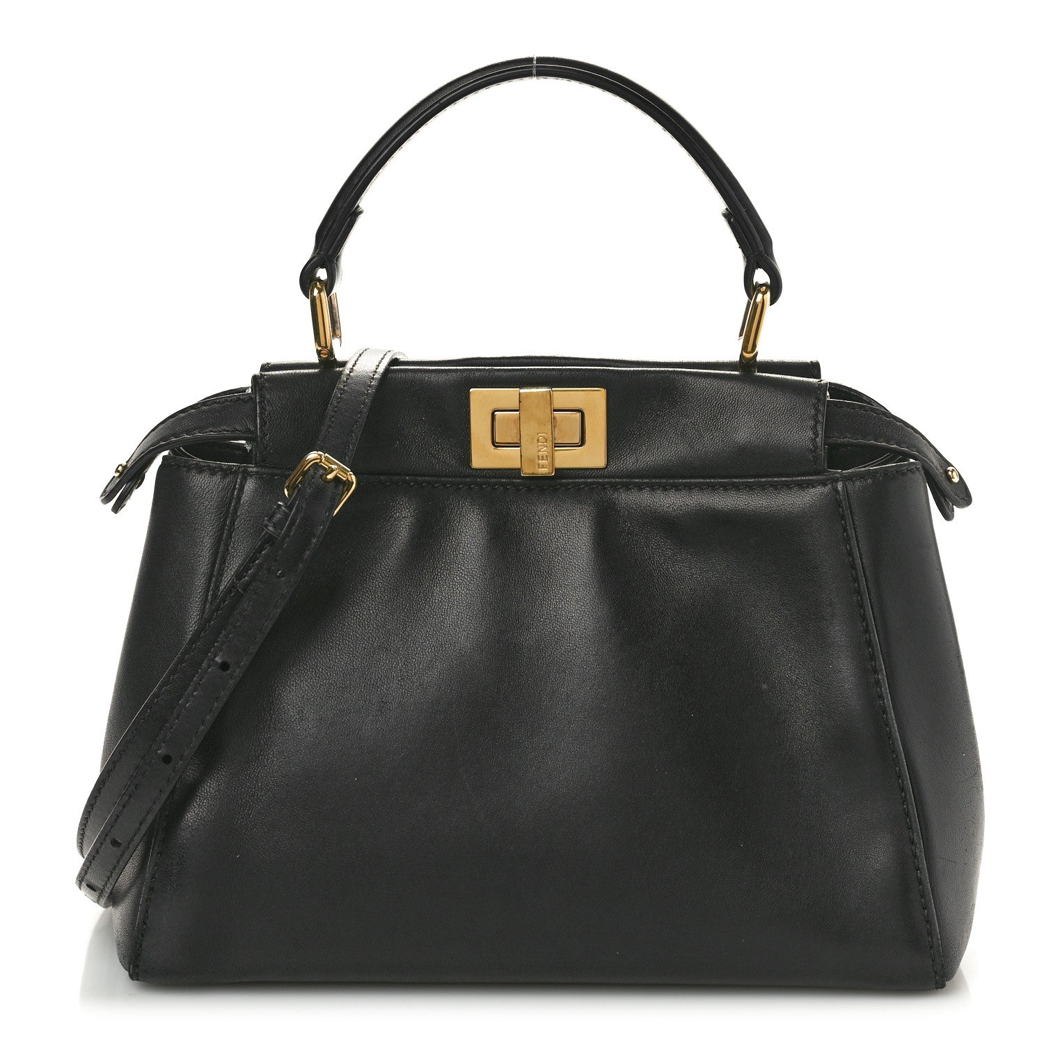Fendi Nappa Mini Peekaboo Iconic Satchel Black 1 of 10