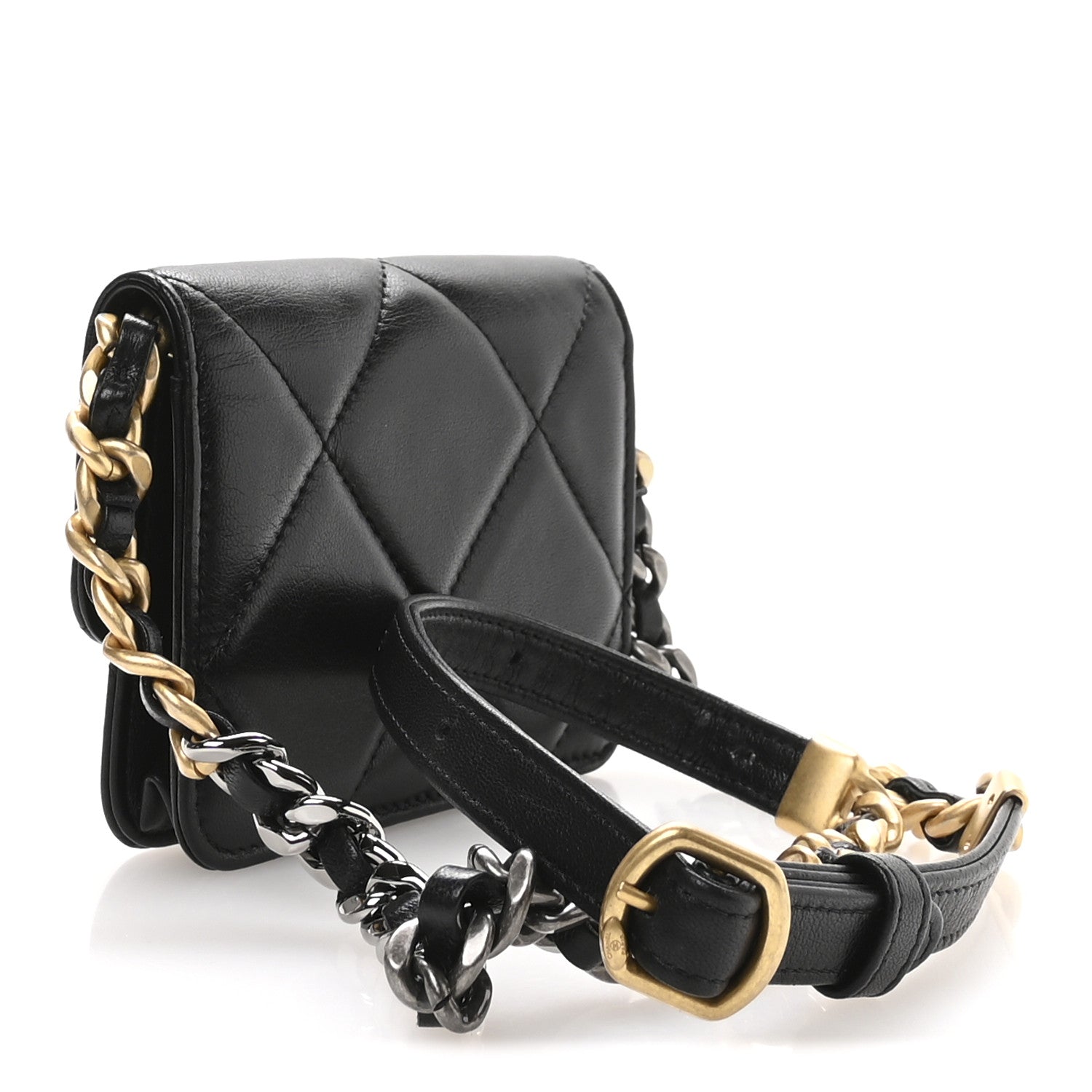 Chanel Lambskin Quilted Chanel 19 Flap Belt Bag Black 3 of 12