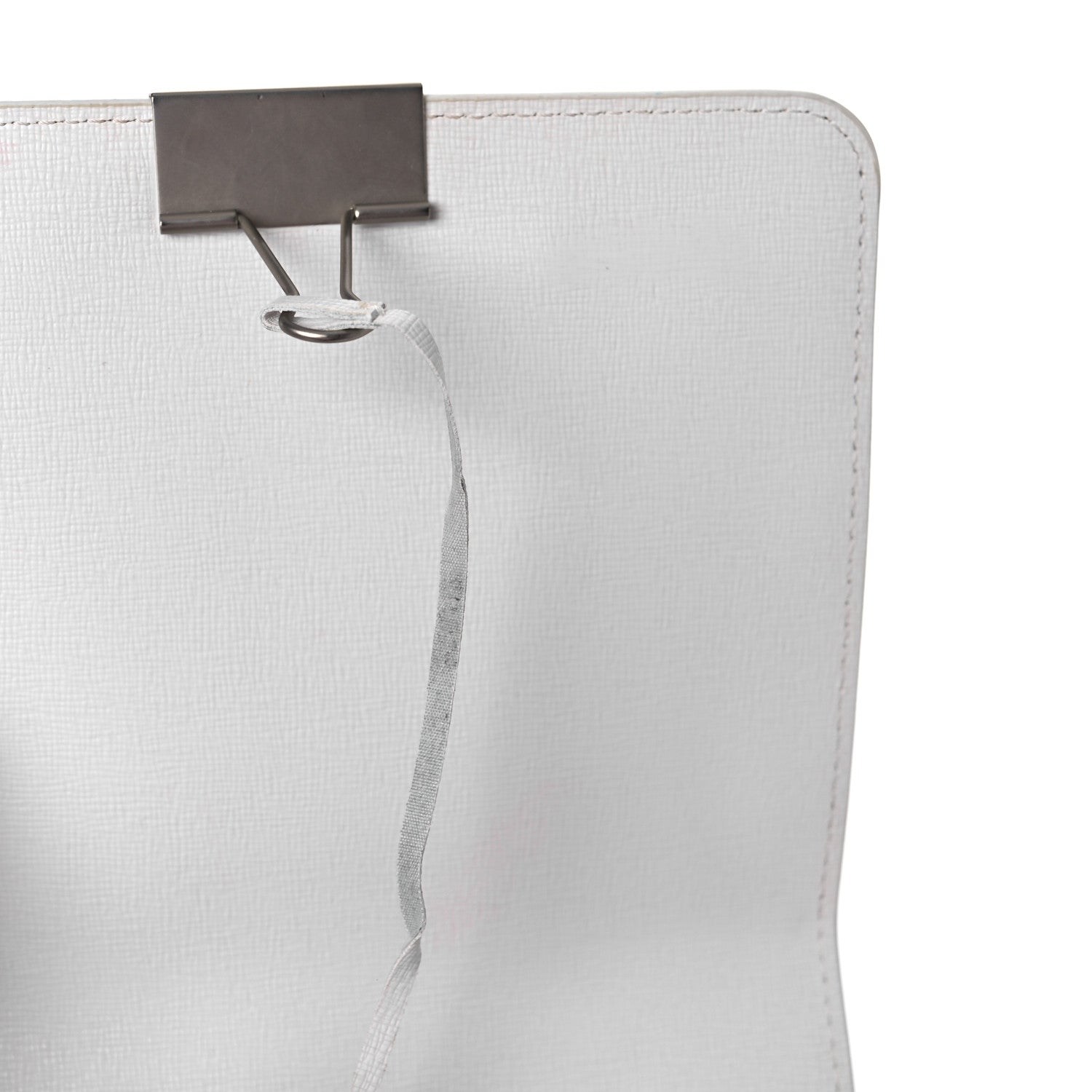 Off-White Saffiano Striped Mini Diag Binder Clip Bag White Black 11 of 12