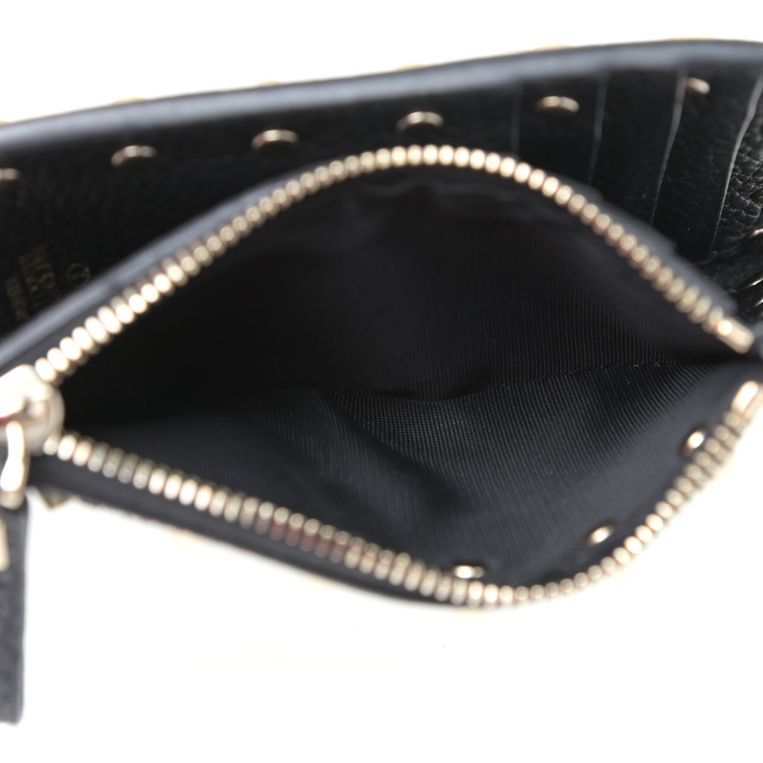 Valentino Garavani Pebbled Calfskin Rockstud Coin Case Card Holder Black 6 of 9