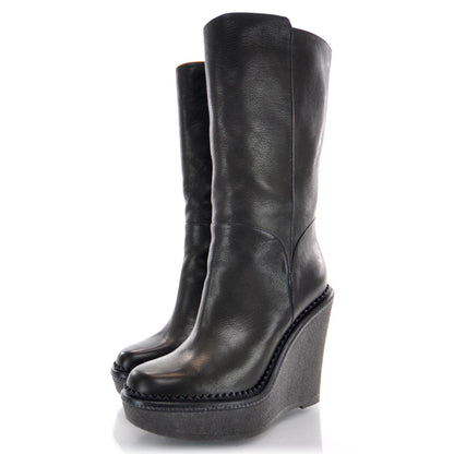 Saint Laurent Leather Wedge Boots 36 Black 2 of 5