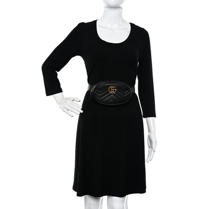 Gucci Calfskin Matelasse GG Marmont Belt Bag 75 30 Black 2 of 10