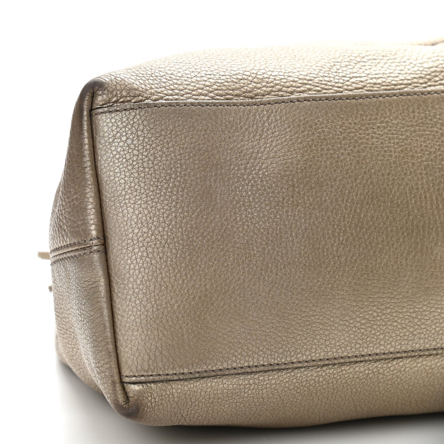 Metallic Pebbled Calfskin Medium Soho Chain Shoulder Bag Golden Beige