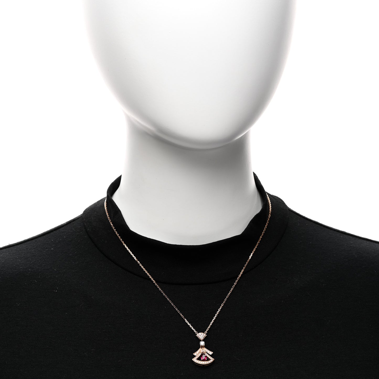 18K Rose Gold Diamond Rubellite Diva's Dream Pendant Necklace