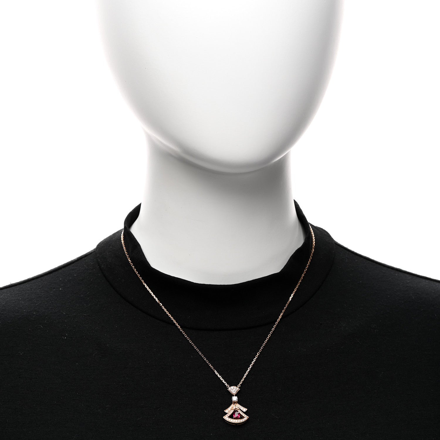 Bulgari 18K Rose Gold Diamond Rubellite Diva's Dream Pendant Necklace 2 of 5