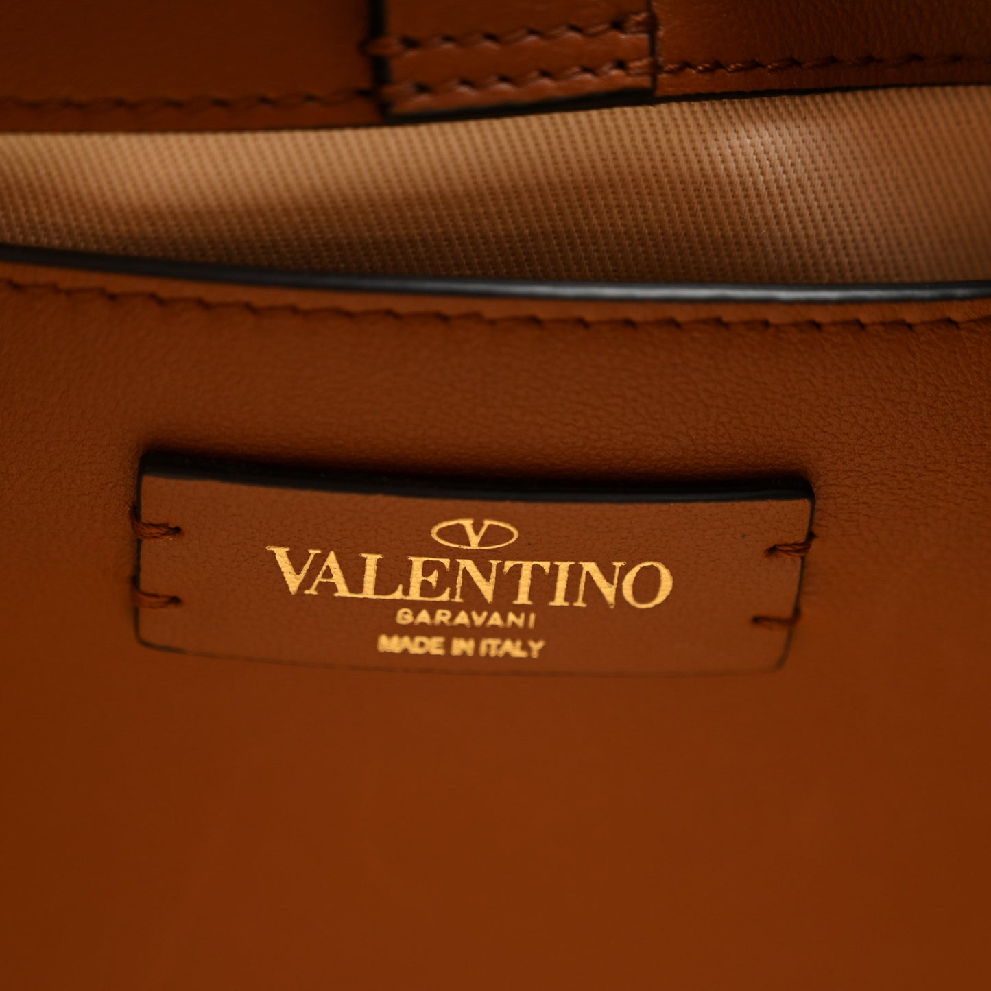 Canvas Calfskin Mini Bandana Print Small Vlogo Signature Tote Saddle Brown Multicolor