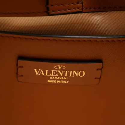 Valentino Garavani Canvas Calfskin Mini Bandana Print Small Vlogo Signature Tote Saddle Brown Multicolor 6 of 10