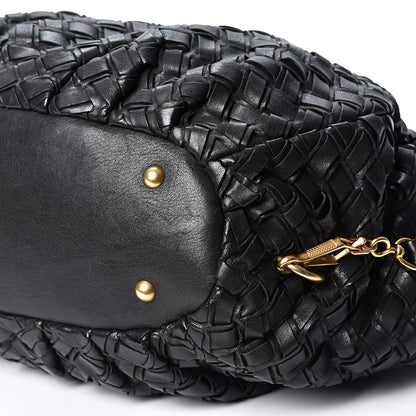 Miu Miu Nappa Woven Top Handle Satchel Black 8 of 8