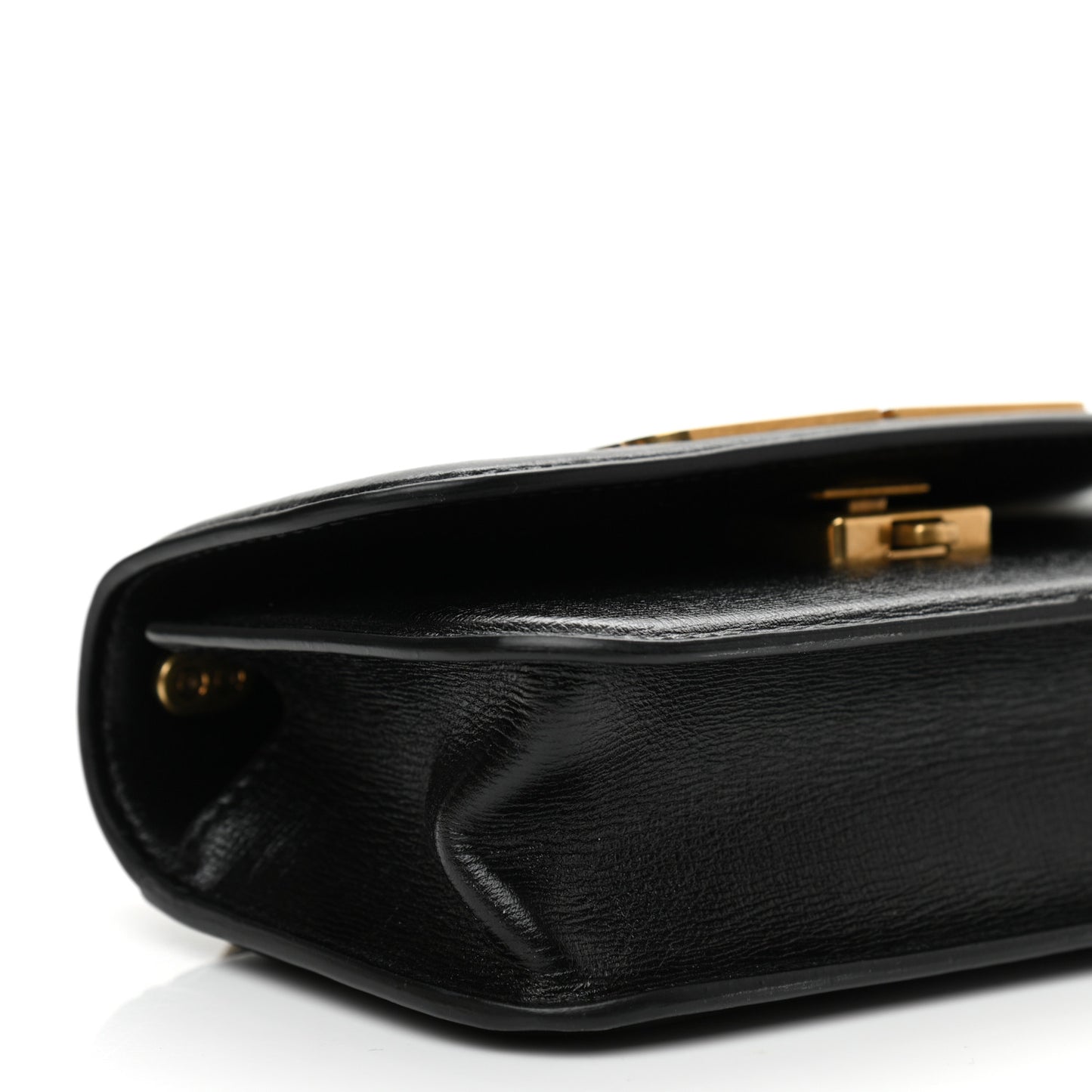 Calfskin Stripe Embossed Gossip Chain Bag XS Black