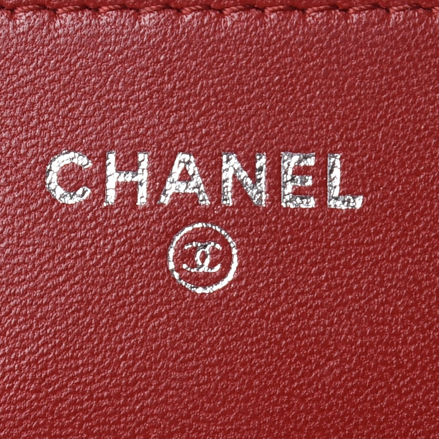 Chanel Lambskin Camellia Embossed Wallet On Chain WOC Red 8 of 19