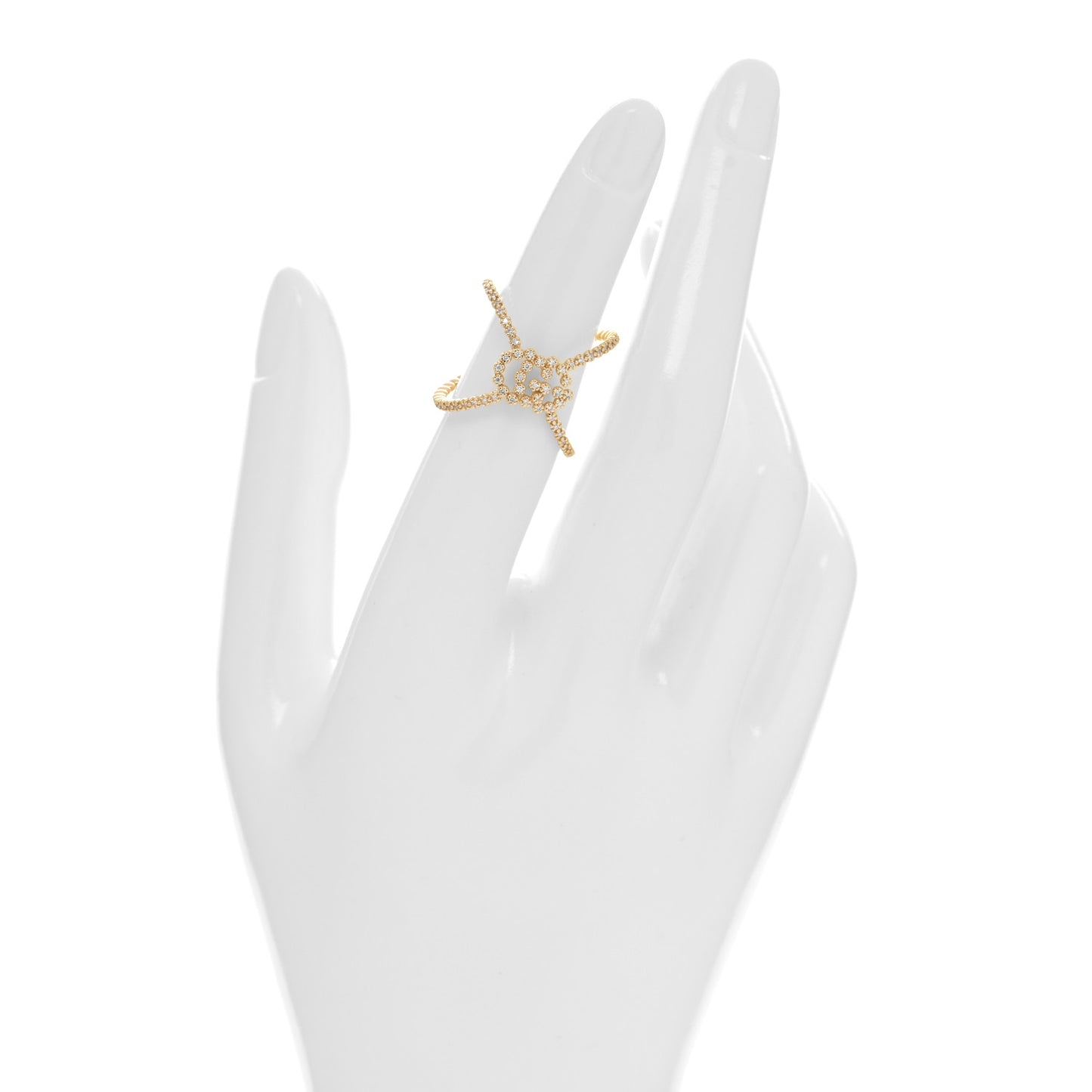 18K Yellow Gold Diamond GG Running X Ring 50 5.25