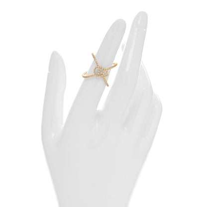 Gucci 18K Yellow Gold Diamond GG Running X Ring 50 5.25 2 of 4