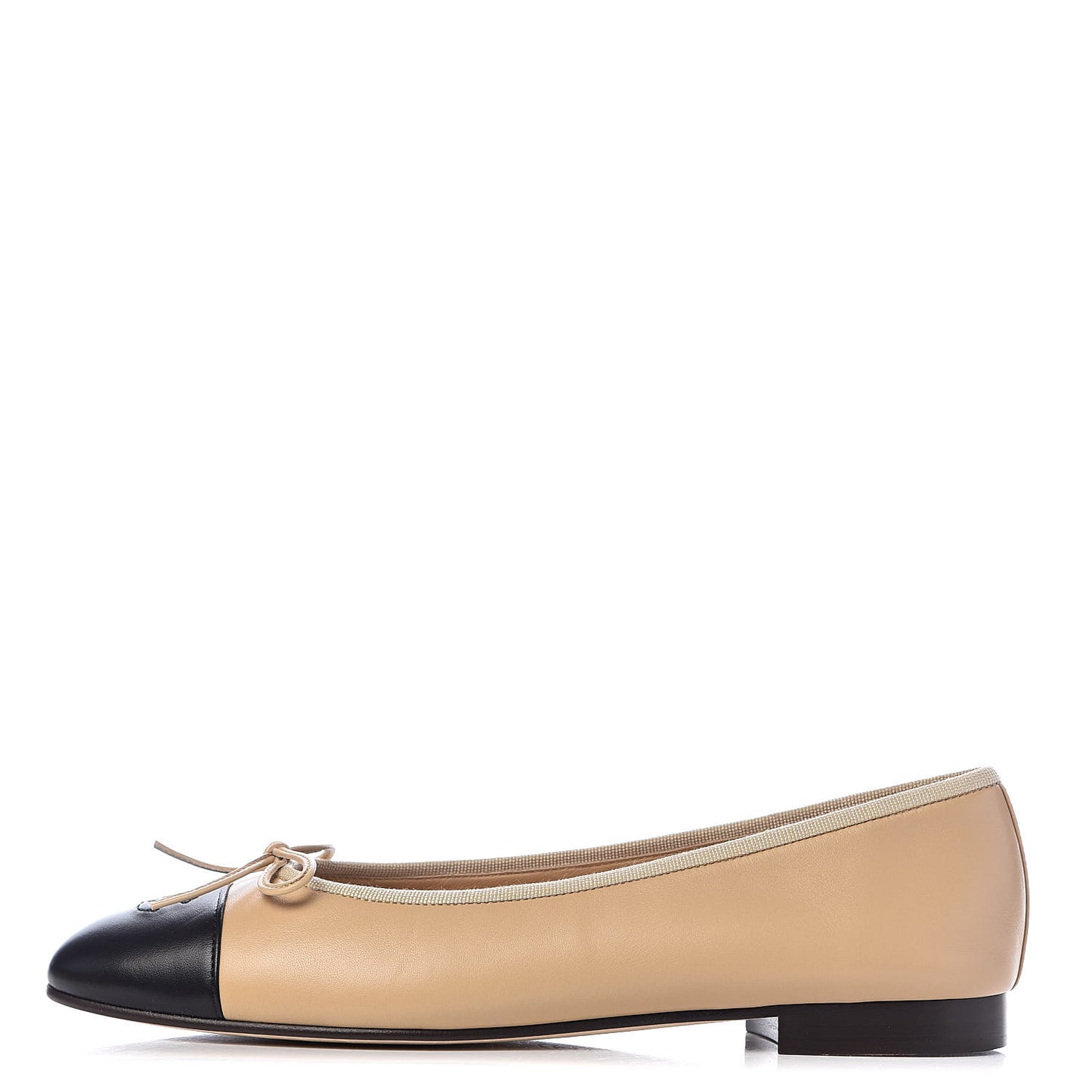 Lambskin Cap Toe CC Ballerina Flats 41 Beige Black