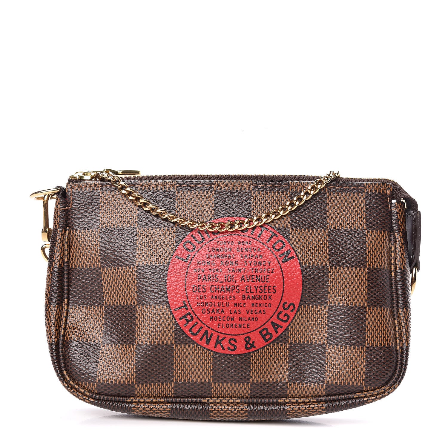 Louis Vuitton Damier Ebene Complice Trunks and Bags Mini Pochette Accessories Red 1 of 11