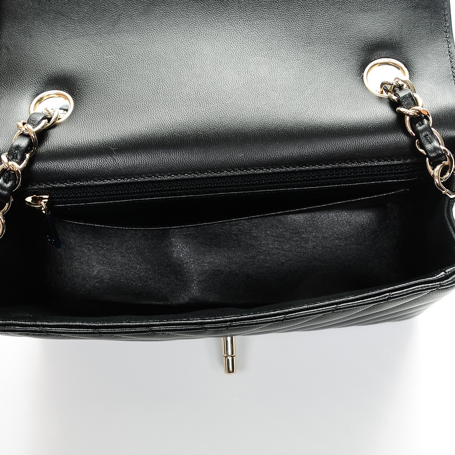 Chanel Lambskin Chevron Quilted Mini Rectangular Flap Black 5 of 7