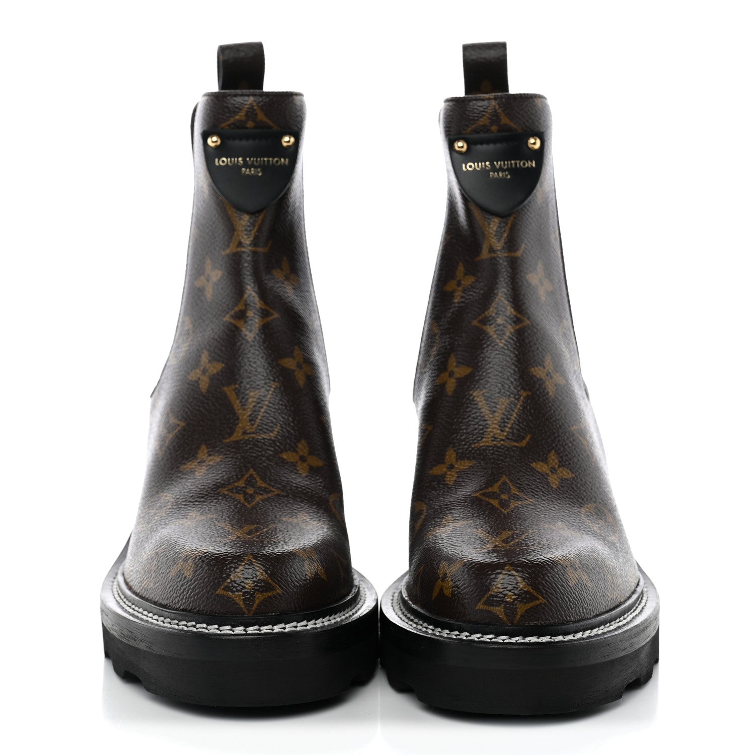 Louis Vuitton Patent Monogram LV Beaubourg Ankle Boots 38.5 Black 2 of 9