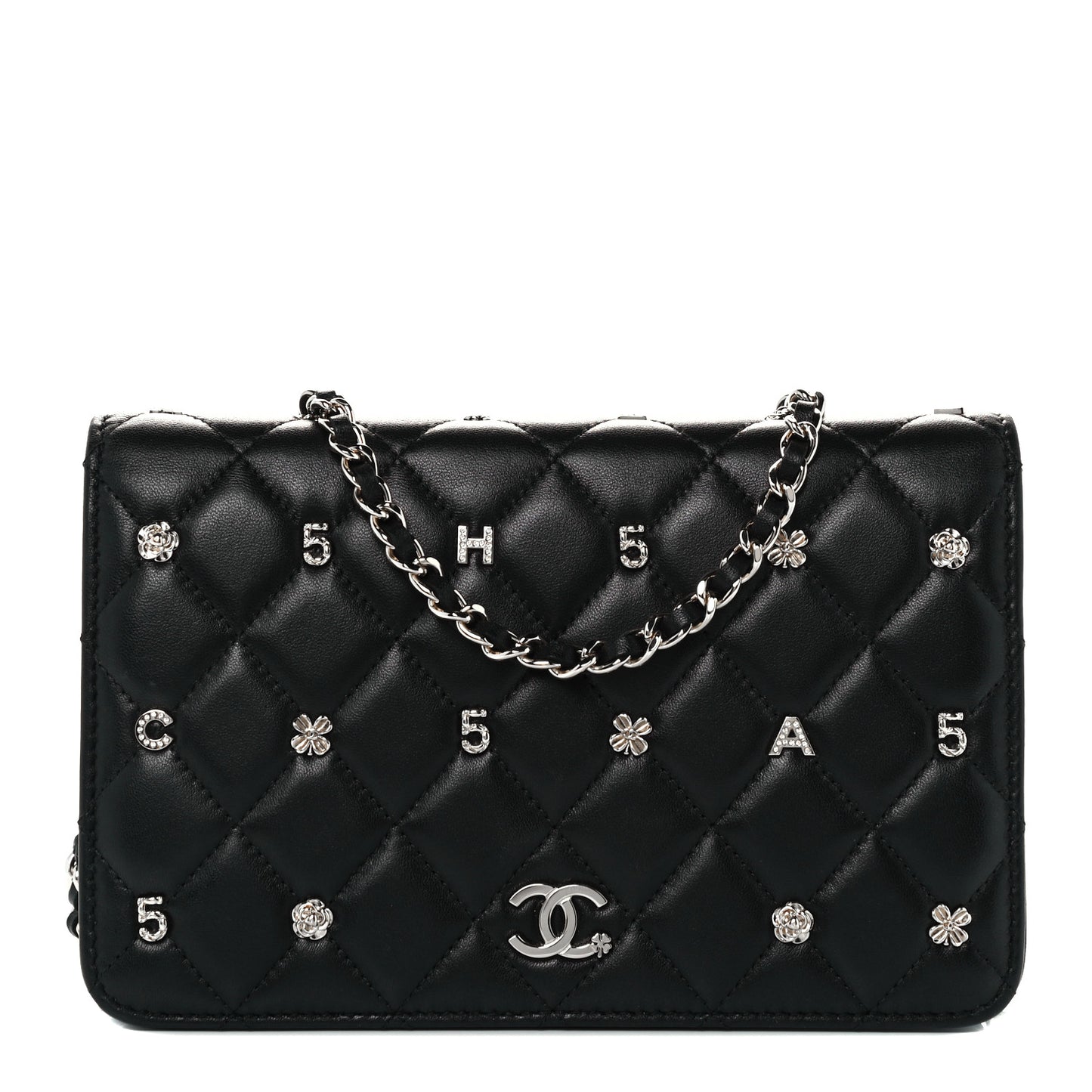 Lambskin Quilted All About Chanel Wallet On Chain WOC Black