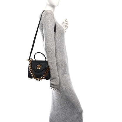 Versace Grained Calfskin Small La Medusa Top Handle Bag Black 2 of 11