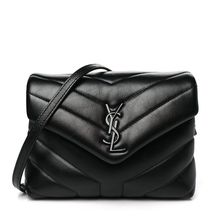 Saint Laurent Calfskin Y Quilted Monogram Monochrome Toy Loulou Crossbody Bag Black 1 of 10