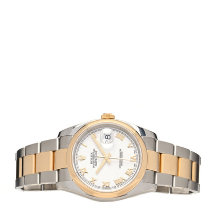 Rolex Stainless Steel 18K Yellow Gold 36mm Oyster Perpetual Datejust Watch White Roman 116203 2 of 5