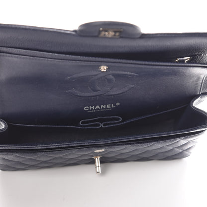 Chanel Caviar Quilted Medium Double Flap Dark Blue 6 of 12