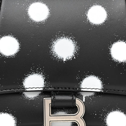 Balenciaga Smooth Calfskin Spray Polka Dot Small Hourglass Top Handle Bag Black White 7 of 10