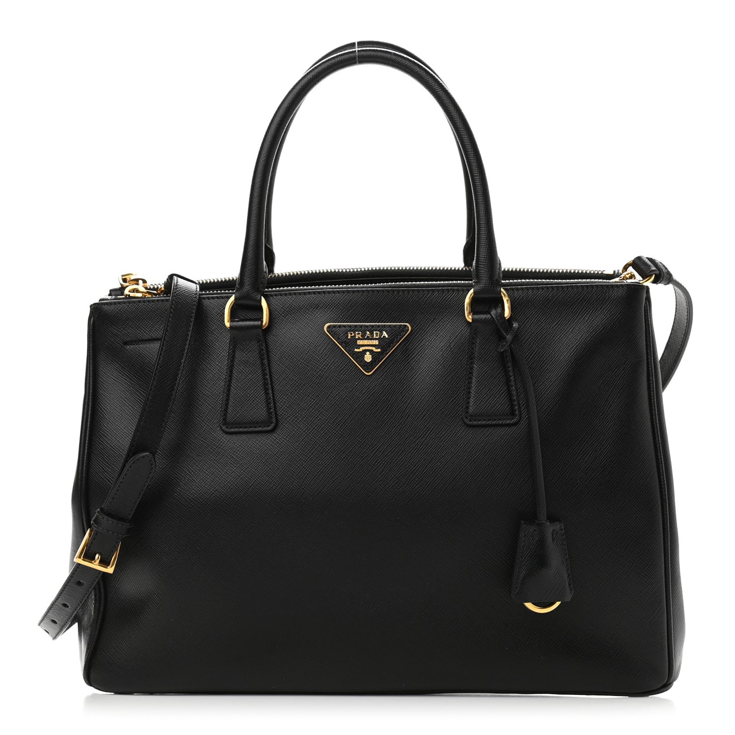 Saffiano Medium Galleria Double Zip Tote Black