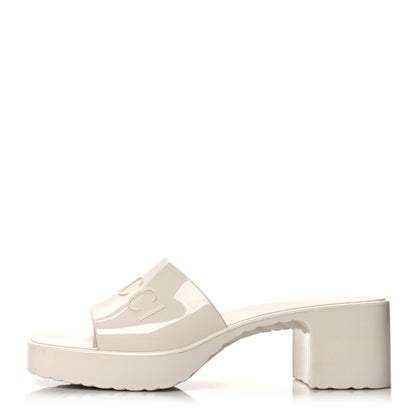 Gucci Rubber Gucci Logo Womens Platform 20/60mm Slide Sandals 37 Mystic White 1 of 9