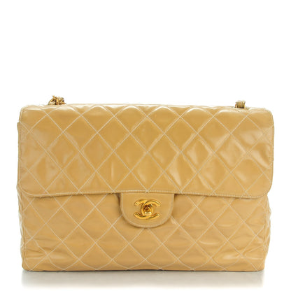 Chanel Vinyl Quilted Jumbo Single Flap Beige 1 of 18