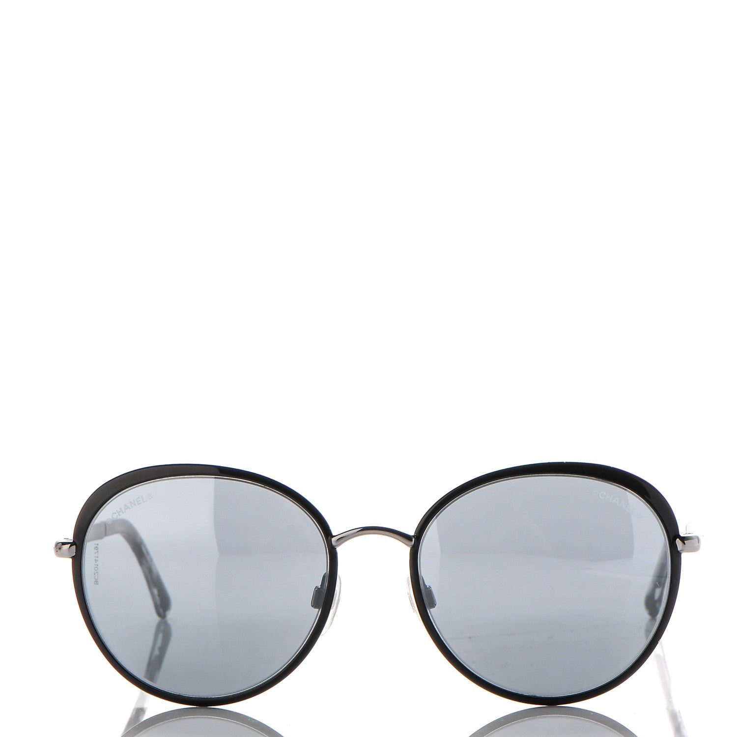 Chanel Round Spring Sunglasses 4206 Black Silver 4 of 7