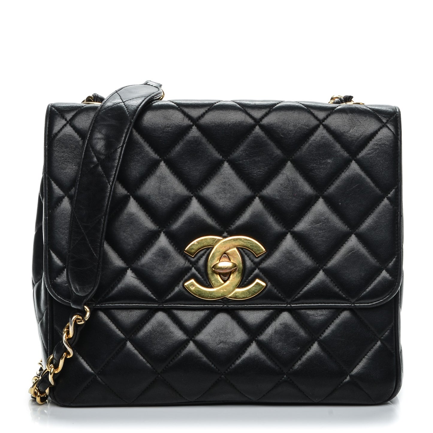 Lambskin Quilted Medium Single Flap Black