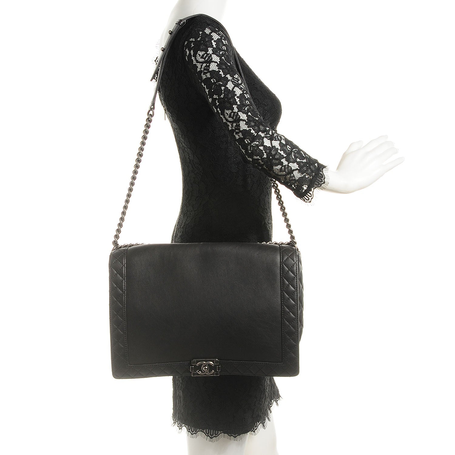 Chanel Calfskin Large Boy Reverso Flap Black 2 of 8