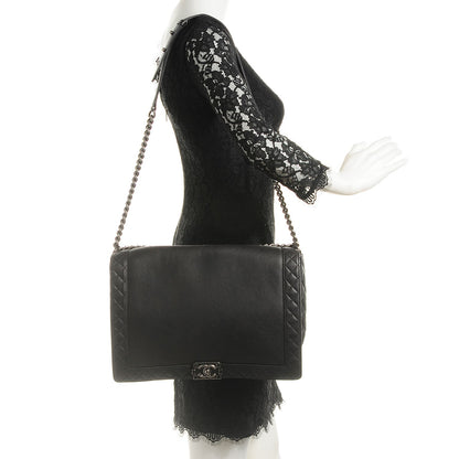 Chanel Calfskin Large Boy Reverso Flap Black 2 of 8
