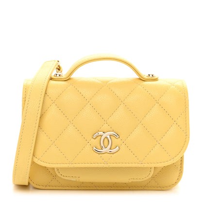 Chanel Caviar Quilted Business Affinity Clutch With Chain Flap Yellow 1 of 12