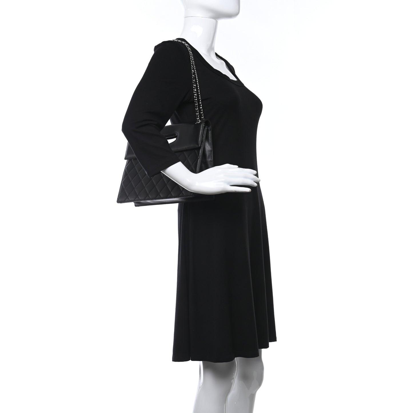 Lambskin Top Handle Logo Flap Black