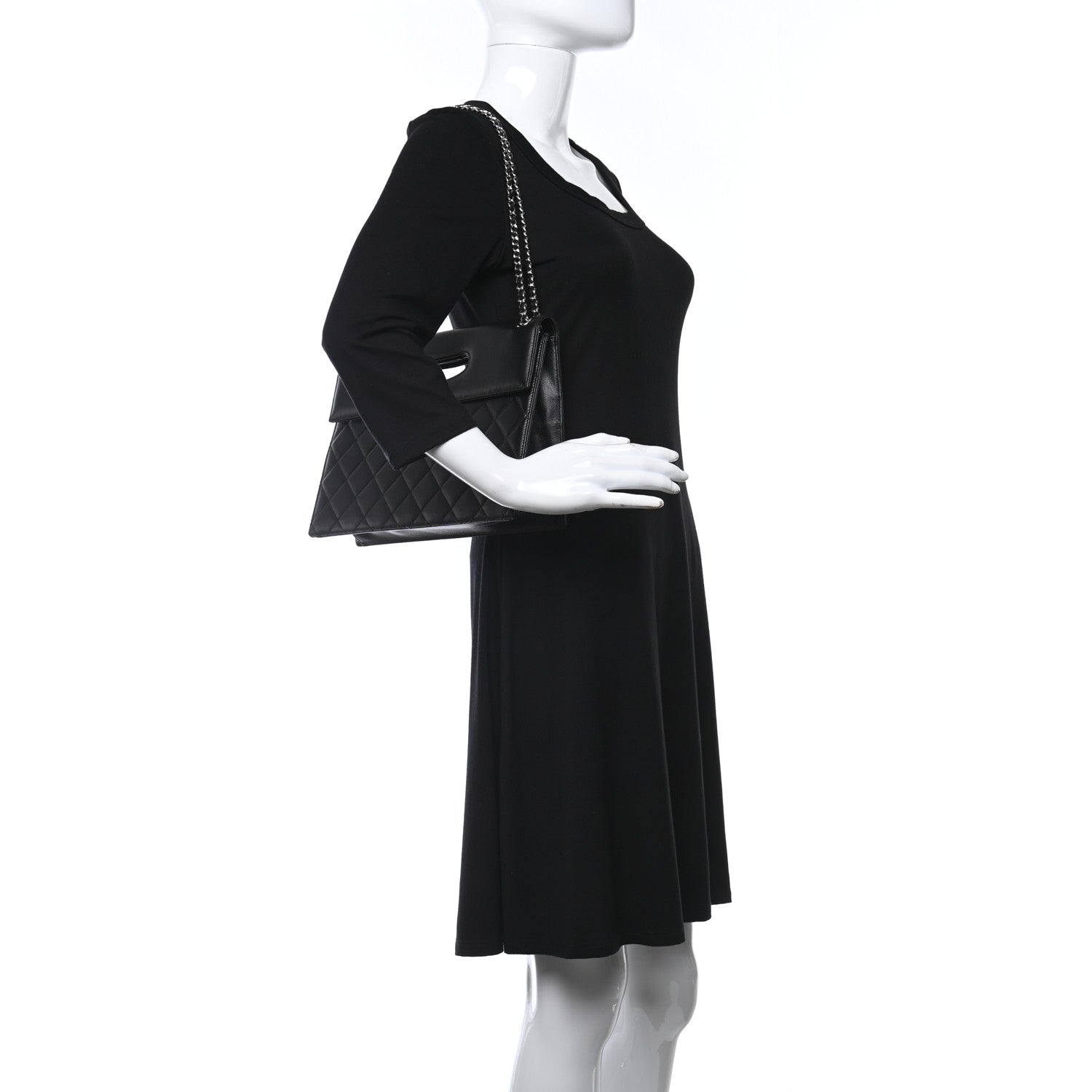 Chanel Lambskin Top Handle Logo Flap Black 3 of 9