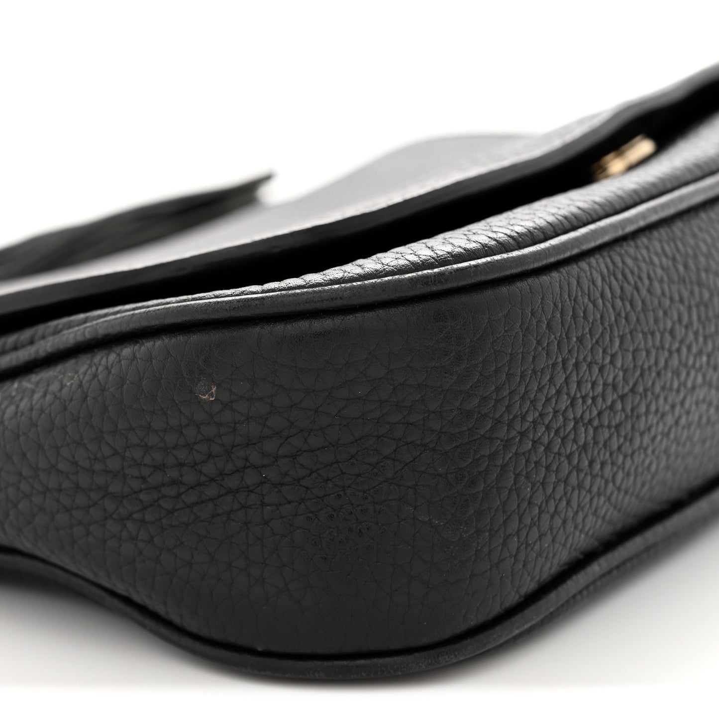 Pebbled Calfskin Medium Soho Flap Crossbody Black