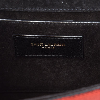 Saint Laurent Metallic Calfskin Small Classic Monogram Kate Satchel Red 8 of 9
