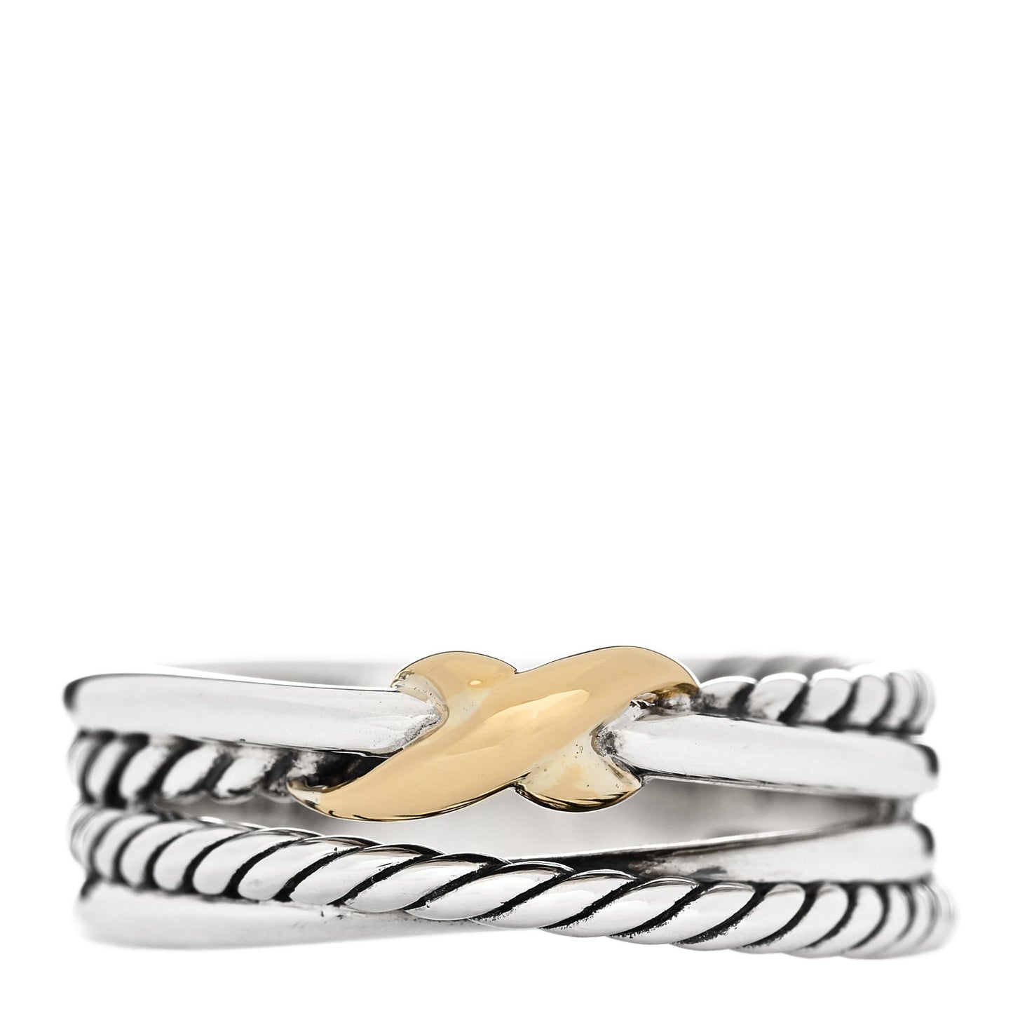 Sterling Silver 18K Yellow Gold 6mm X Crossover Ring 54 7